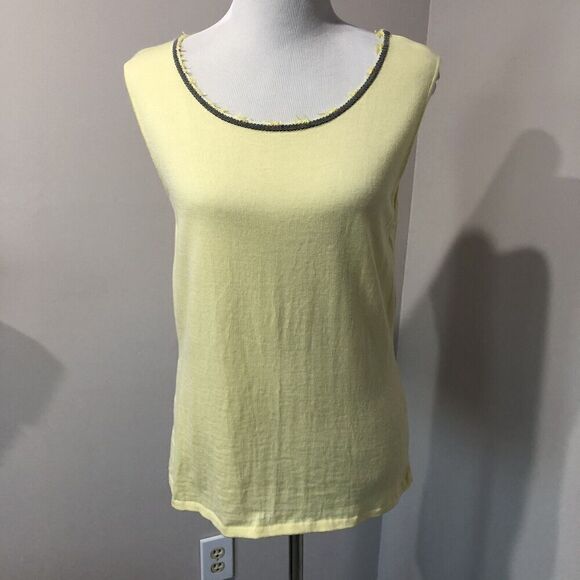 Escada Top Sweater Tank Thin Knit Sleeveless Yellow Wool Size 42 - Picture 1 of 10